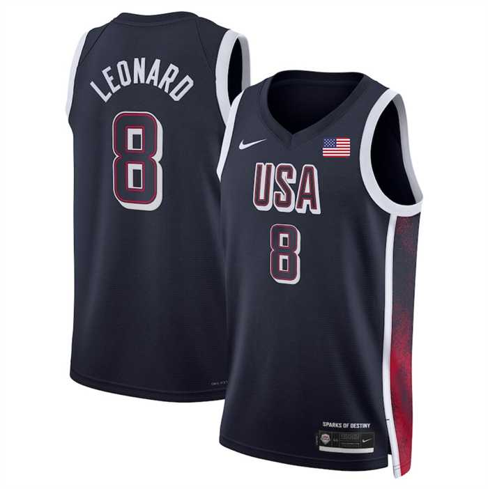 Mens USA Basketball #8 Kawhi Leonard Navy 2024 Swingman Stitched Jersey->team usa basketball->NBA Jersey